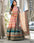 Elegant Soft Dola Silk Gown with Chinon Dupatta and Handwork Belt