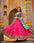 Bright Pink Rayon Lehenga Set with Thread Embroidery and Mirror Work