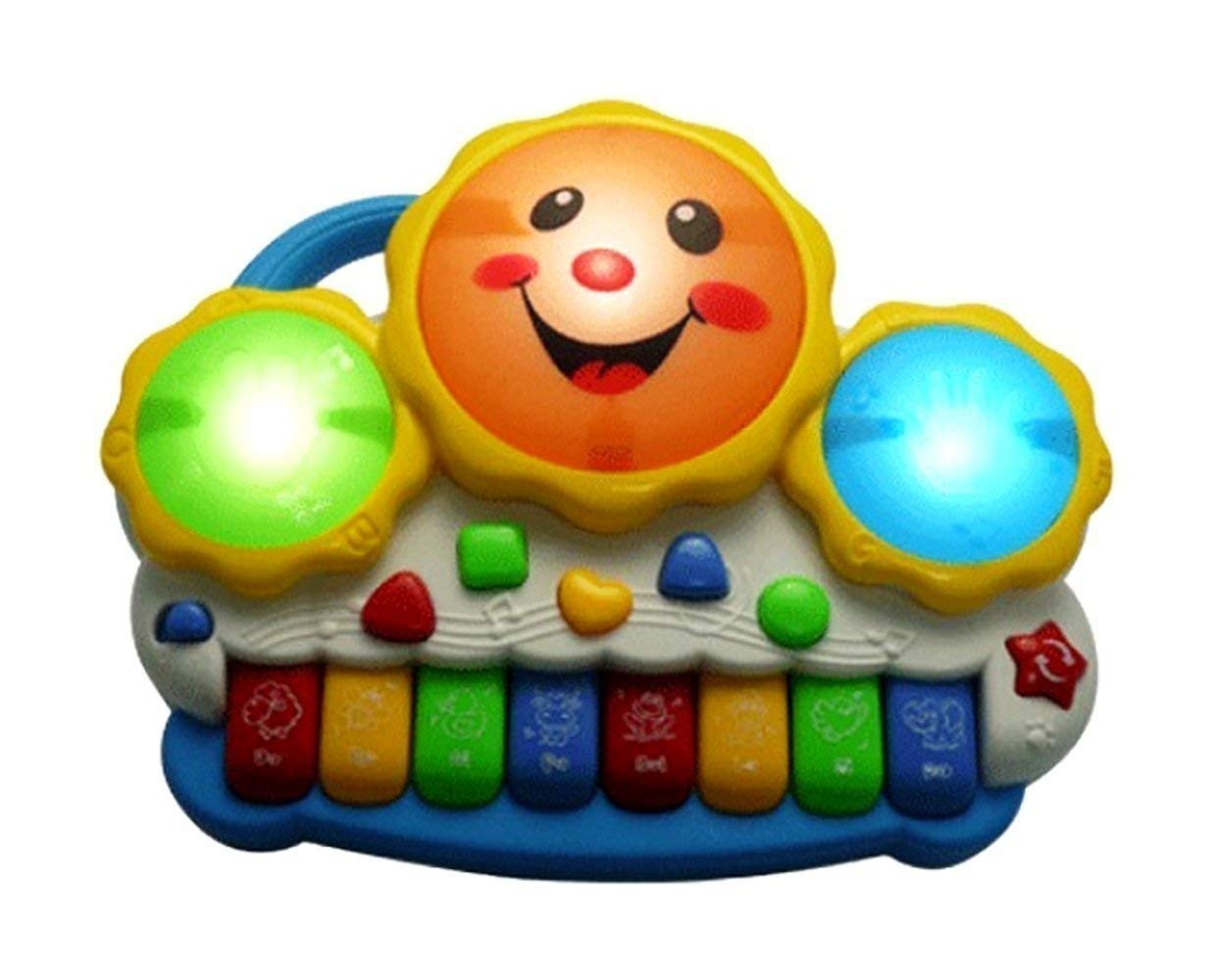 Musical Drum Keyboard Toy with Lights and Animal Sounds