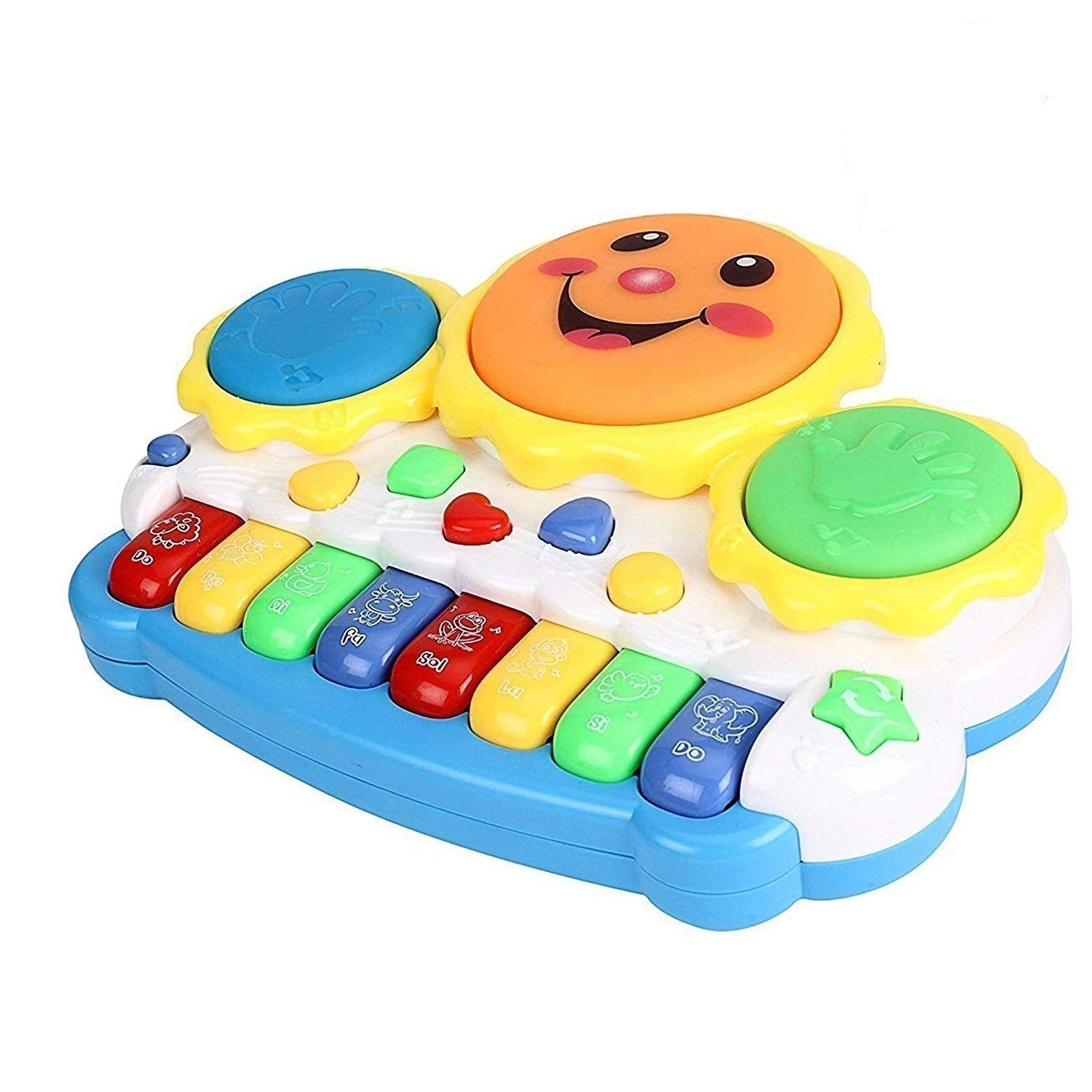 Musical Drum Keyboard Toy with Lights and Animal Sounds