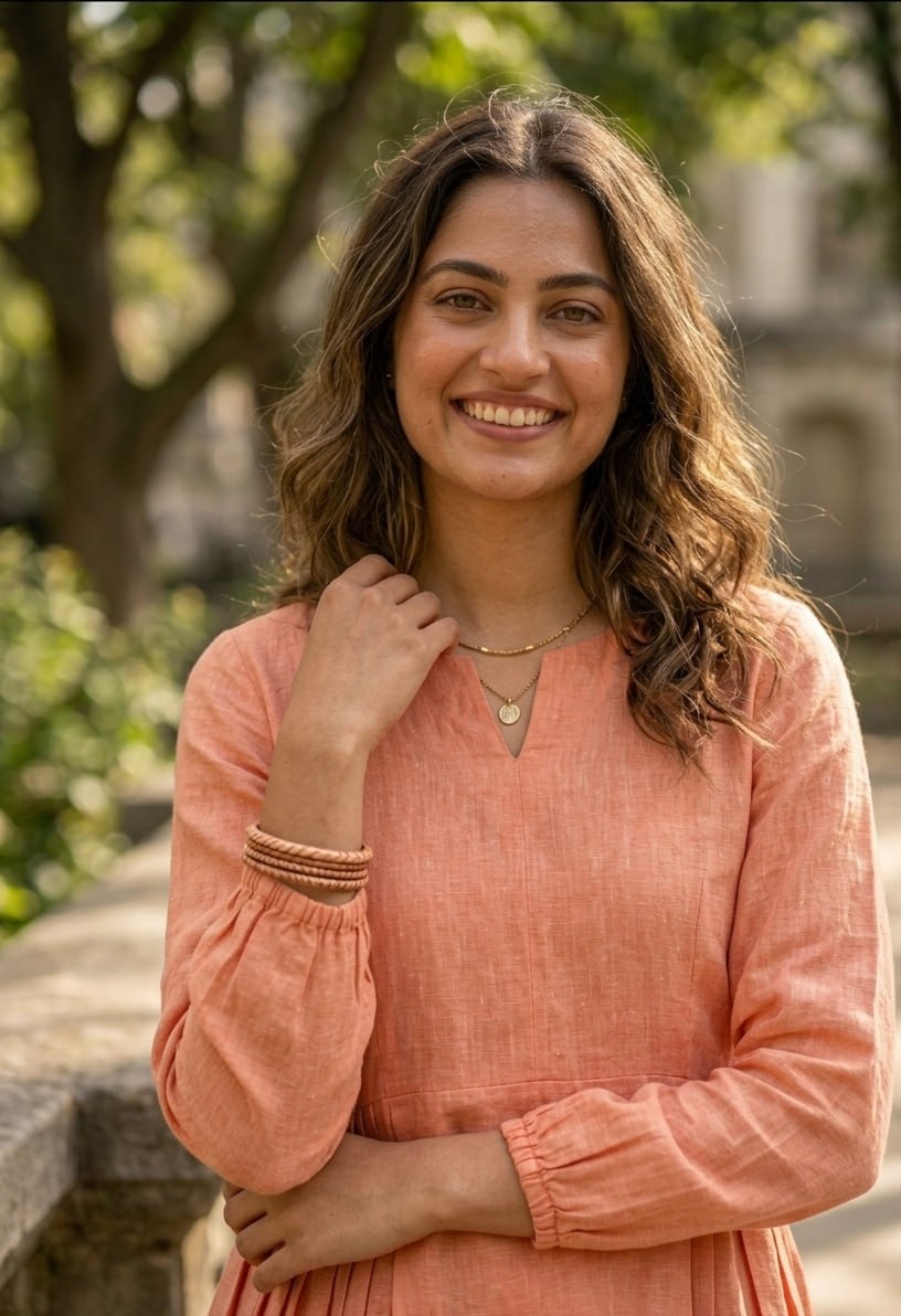Festiwo Linen Cotton Co Ord Set for Women Frill Top Pant Summe Peach Outfit
