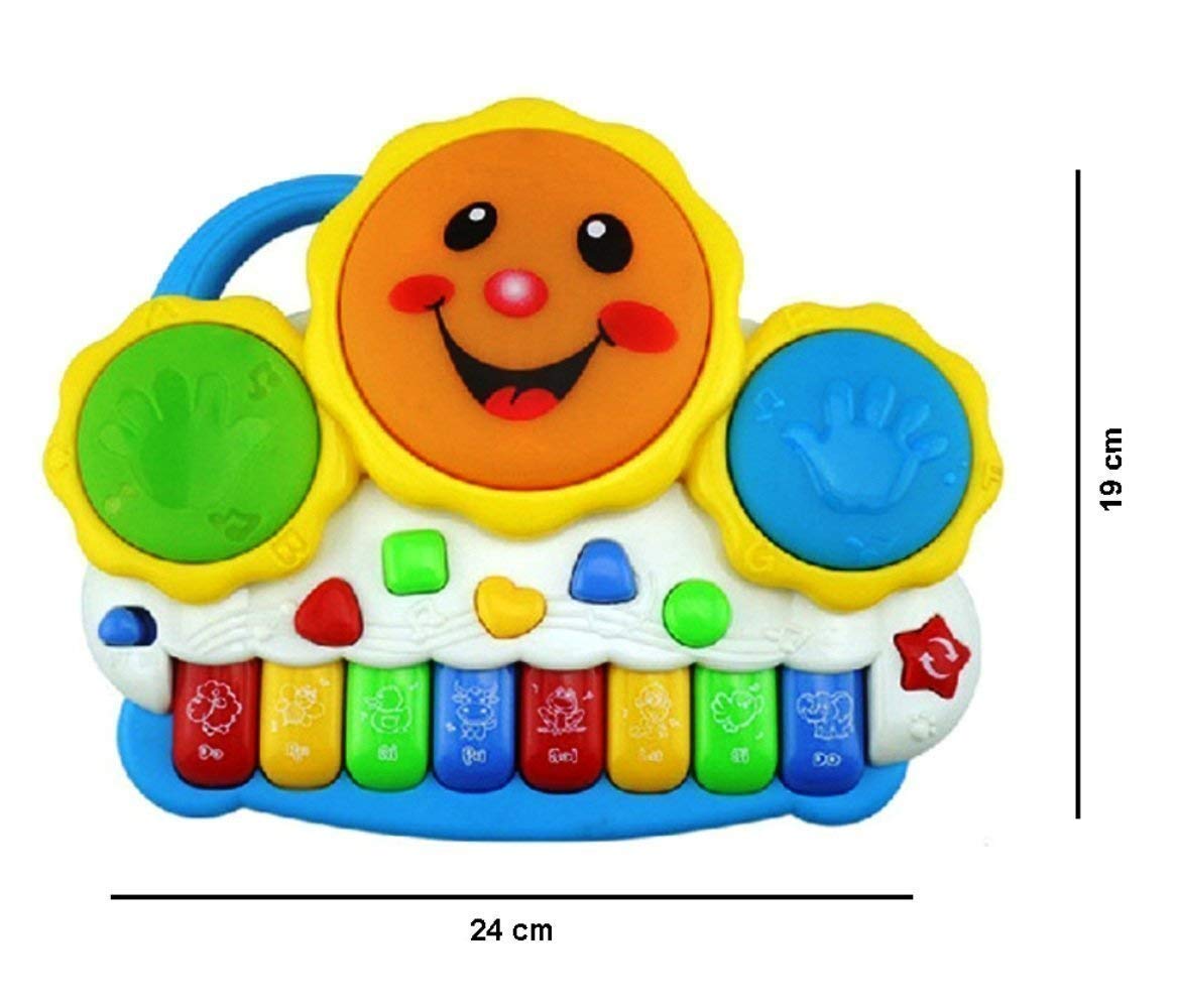 Musical Drum Keyboard Toy with Lights and Animal Sounds