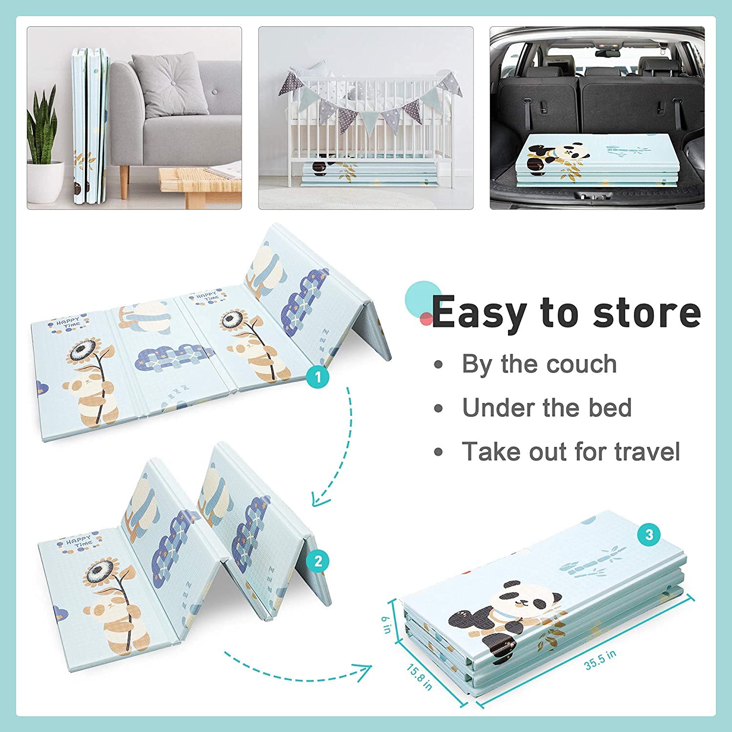 Tarkan Jumbo Reversible and Foldable Foam Mat for Learning & Crawling (6.5x5 ft, 0.6cm Thick) Baby Play Mat