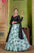 Light Cyan Organza Lehenga with Black Georgette Blouse and Dupatta