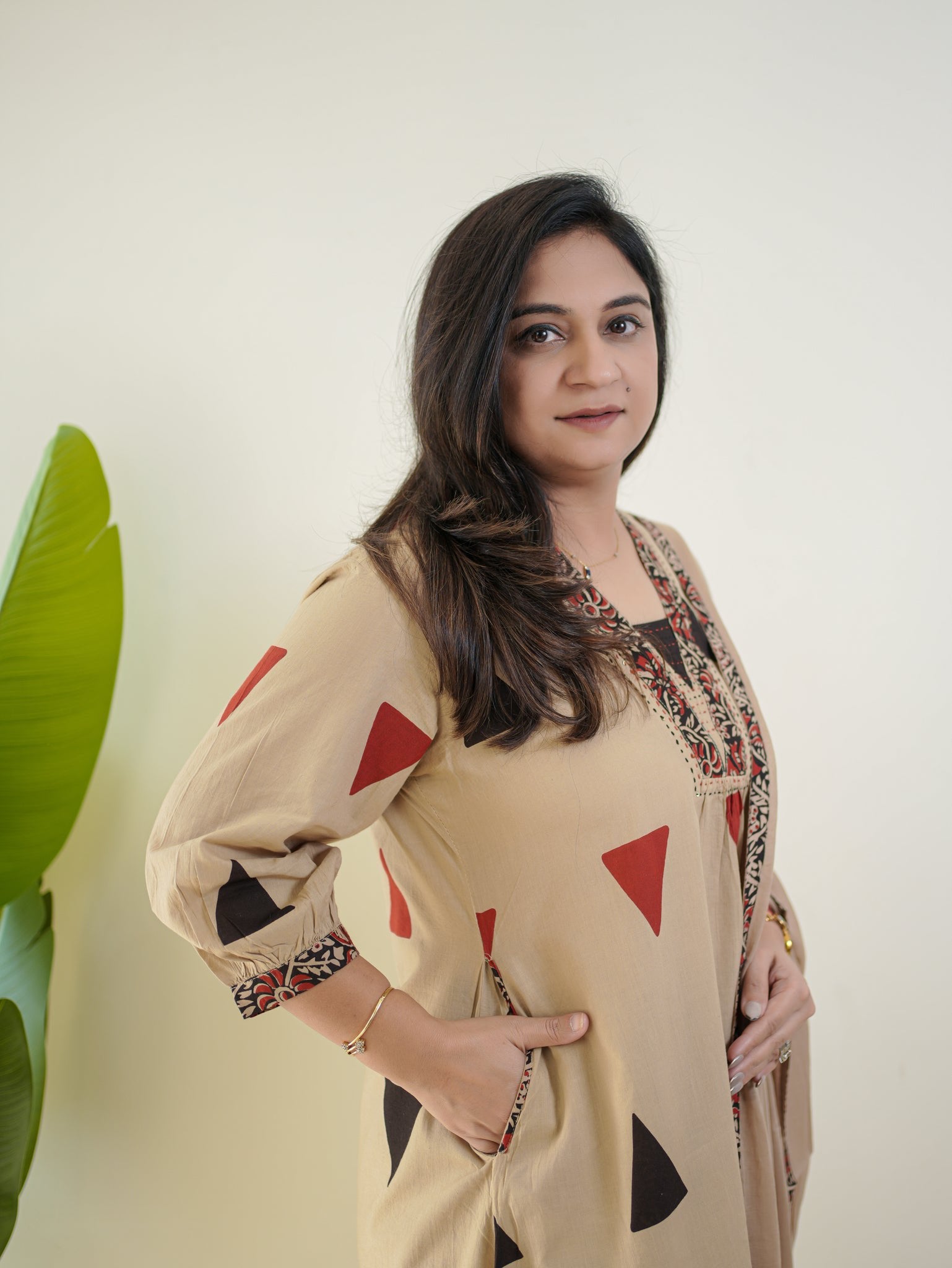 Designer Kalamkari Print Cotton Suit Set with Dupatta – Ajarakh Pure Cotton Top Pant Set