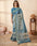 Steel Blue Bhagalpuri Silk Saree with Subtle Line Print and Thread Work for Women