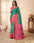 Exquisite Zari and Thread Work Turquoise Bhagalpuri Silk Banarasi Saree with Dark Pink Blouse