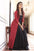 Black Checkered Print Maslin Gown With Dark Red Chanderi Jacket