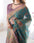 Festiwo Teal Blue Handloom Cotton Saree with Purple Border