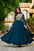 Embroidered Faux-Blooming Gown with Sequins & Zari Lace Dupatta - Rama