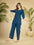 Festiwo Premium Heavy Rayon Embroidered Co-Ord Set for Wome Blue