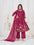 Festiwo Pure Cotton Embroidered Anarkali Kurti Set with Dupatta Pink