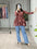 Floral Printed Cambric Cotton Short Kurti for Office & Casual Wear Maroon