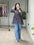 Floral Printed Cambric Cotton Short Kurti for Office & Casual Wear Blue