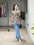 Floral Printed Cambric Cotton Short Kurti for Office & Casual Wear Light Cream