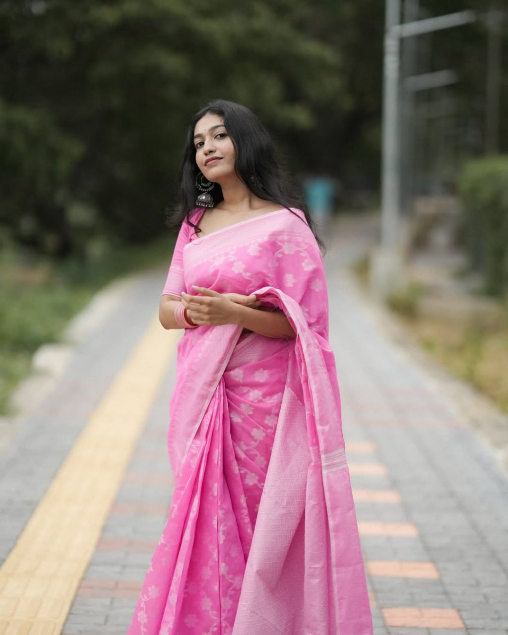 Premium Pink Banarasi Soft Silk Saree – Elegant, Minimal & Timeless Design
