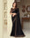 Party Wear Black Silk Saree with Floral Embroidery Border Work for Women