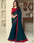 Deep Teal Silk Saree with Intricate Embroidery Work and Red Blouse