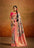 Gold Pink Zari Weave Banarasi Silk Saree with Kalamkari Print