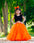 Baby Girls Black Velvet Top and Orange Net Skirt Set