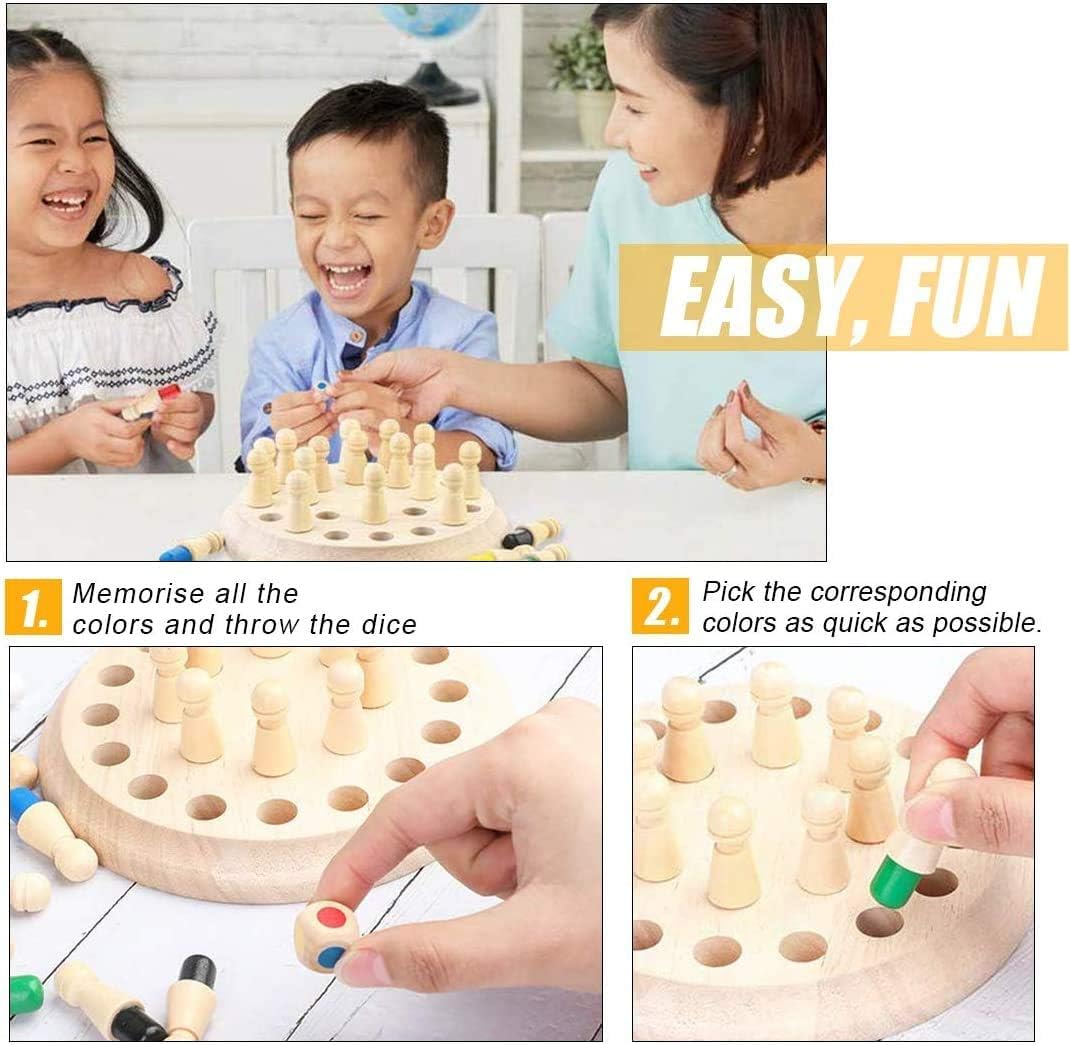 Wooden Memory Chess Color Matching Game – Fun Multiplayer Board Game for Kids