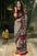 White And Dark Red Pure Mulmul Cotton Silk Saree with All-Over Digital Print