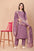 Elegant Purple Silk Embroidered Work Kurti with Heavy Jacquard Dupatta for Women