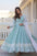 Dazzling Sky Blue Faux Georgette Sequins Embroidery Work Gown for Women