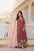 Rose Gold Faux Georgette Gown with Zari Thread Sequins Work and Russian Silk Dupatta for Women