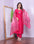 Vibrant Bright Pink Viscose Denting Hand Work Straight Style Kurti Set