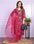 Crimson Modal Silk Printed Kurti Set with Organza Work Dupatta