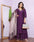 Dark Purple Silk Kurti Palazzo Set and Organza Sequin Dupatta