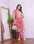 Classic Charm Off White and Dark Pink Cotton Straight Kurti Set