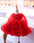 Red Net Flared Princess Frock with Beads and Diamond Work