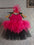 Deep Pink and Black Net Full Flared Hand Work Baby Frock